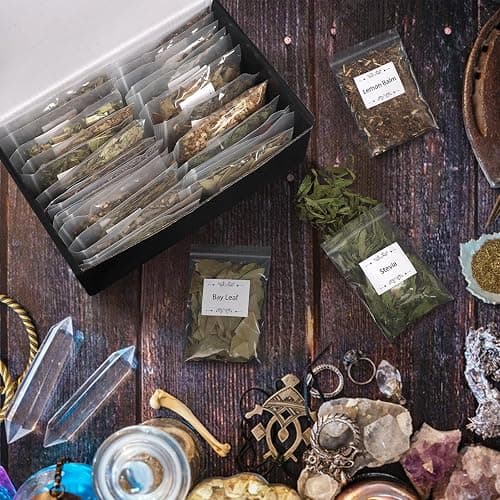 40 Pack Witchcraft Supplies Herbs Kit - Dried Herbs and Flowers for Witch Beginners - Herb Set for Wicca, Altar Supplies, Pagan and Wiccan Rituals, Magic Spell, Candle and Soap Making thumbnail 2