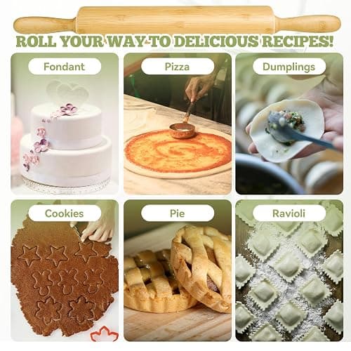 17.5 inch Wooden Rolling Pin for Baking - Long Dough Roller for All Baking Needs thumbnail 4