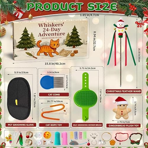 Rubypop Cat Advent Calendar 2025, 24 Days Christmas Countdown Box for Cats with Interactive Toys, Catnip Balls & Feather Wand, Xmas Holiday Gift for Kittens & Cats Lover thumbnail 6