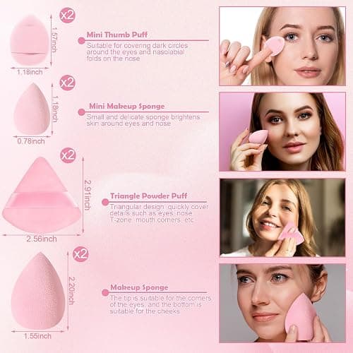 20PCS Travel Makeup Brush Set,10 Pcs Small Makeup Brushes with Mirror,Storage Bag and 8PCS Makeup Sponges for Home,Travel, Party thumbnail 5