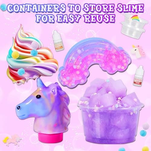 Unicorn Slime Making Kit for Girls - DIY Fluffy Slime Creation Kit with Super Birthday Party Favors thumbnail 7