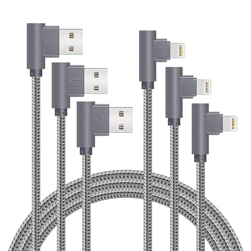 APFEN MFi Certified Lightning iPhone Charger Cord 90 Degree Fast Data Cable Nylon Braided Compatible with iPhone Xs Max/XS/XR/7/7Plus/X/8/8Plus/6S/6S Plus/SE (Gray, 10FT) - Image 1