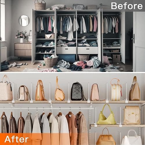 Fixwal 8 PCS Detachable Acrylic Shelf Dividers for Closet Organization Clear Shelf Divider for Closet Organizers and Vertical Purse Organizer for Closet, Bedroom, Kitchen, Office, Cabinets, Bathroom thumbnail 5