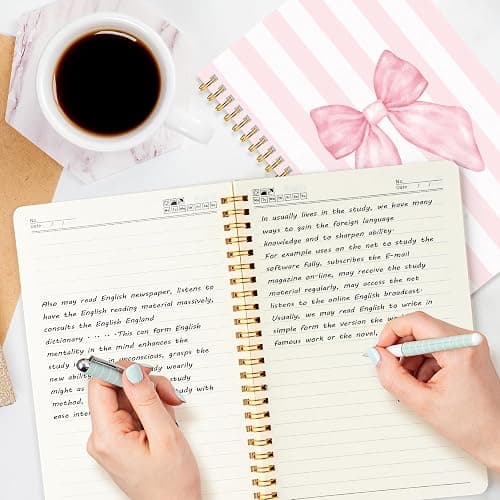 CNhoqc Pink Spiral Journal Notebook - 4 Pcs A5 Pink Watercolor Coquette Bow Lined Pages Hardcover Spiral Bound Journal Subject Notebook Work School Note Taking Supplies Women Men Birthday Graduation thumbnail 5