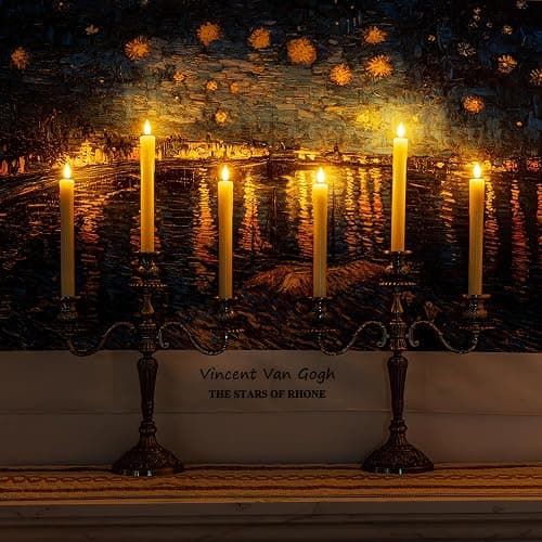 Homemory Real Wax LED Flameless Taper Candles with Remote Timer, 9.6 Inches Ivory Fake Candlesticks, Dripless Battery Operated Window Candle with 3D Flickering Flame for Fireplace Xmas Halloween thumbnail 4
