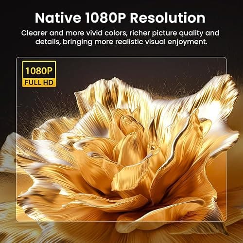 HAPPRUN Native 1080P Bluetooth Mini Projector, Full HD Portable Outdoor Movie Projector with Built-in Speaker, Compatible with Smartphone, HDMI, USB, AV, Fire Stick, PS5 for Home, Bedroom, Outdoor Use thumbnail 2