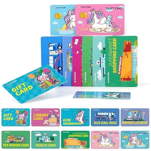 Fake Credit Cards for Kids, Unicorn Play Credit Cards Pretend Debit Credit Cards for Girls 10pcs - Image 1