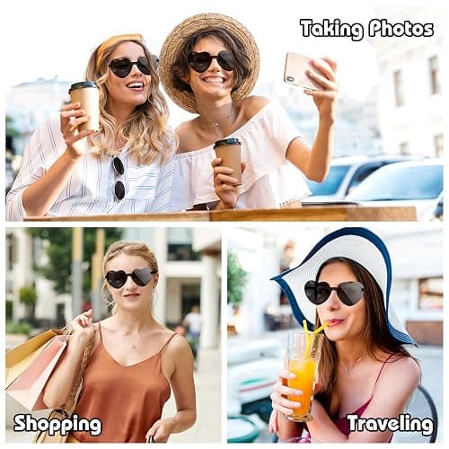 Bouiexye 12 Pack Heart Sunglasses for Women Transparent Heart Glasses for Bachelorette Birthday Party Favor Gifts thumbnail 5