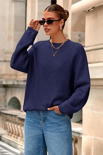 MASCOMODA Long Sleeve Crewneck Pullover Oversized Sweaters for Women Fall 2026 Casual Loose Fuzzy Chunky Knitted Jumper Tops thumbnail 5