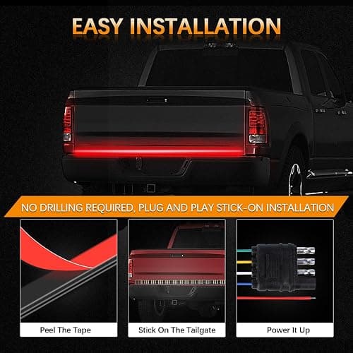 Amexmart 60 Inch Tailgate Light Bar Quad Row LED Tail Light Strip with Running Brake Reverse & Left Right Turn Signal - Flexible Strip - 60" Quad Row thumbnail 6