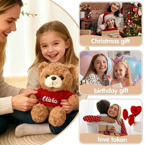 SCZQOVR Personalized Teddy Bear with Name, 12 Inch Custom Stuffed Animal for Kids, Girls, Boys and Couples, Plush Toy Gift for Valentine's, Christmas & Birthday thumbnail 5
