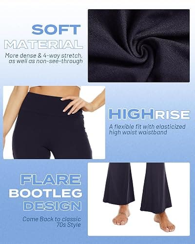 Sundwudu Black Flare Yoga Pants for Women - Soft High Waist Bootcut Leggings Tall & Long Bootleg Pants for Women thumbnail 4