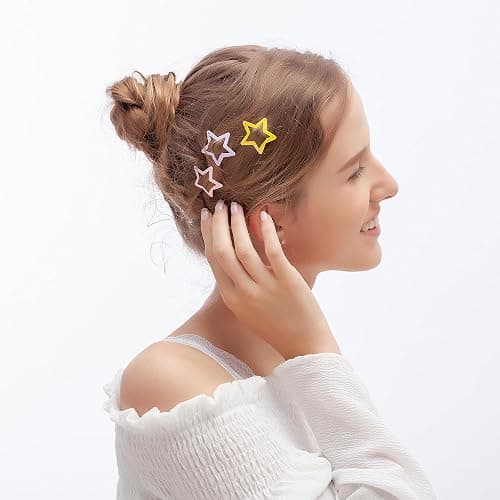 ECADY 100-Piece Metal Snap Hair Clips for Girls, Toddlers, and Kids - Perfect for Fine Hair, Thick Hair, and More - Featuring Fun Star Designs - Stars thumbnail 5