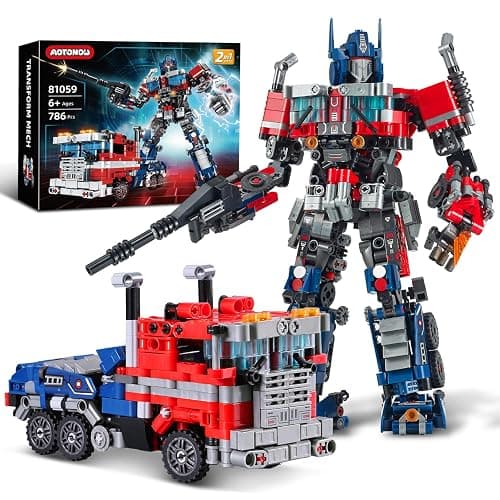 Aotonow 2 in 1 Transform Robots Building Sets for Adults,Mecha Transforming Building Blocks Truck Kits,Action Figures Toys for Movie Fans,Christmas,Birthday Gift for Kids and Boys 8-14 - Image 1