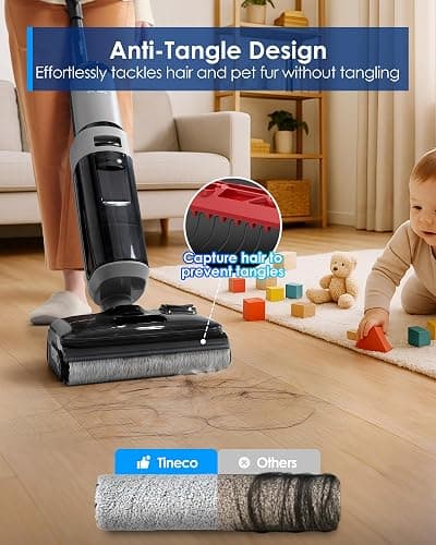 Tineco Floor ONE i5 Stretch Wet Dry Vacuum Cleaner, Vacuum & Mop in One Step, 20kpa Powerful Suction, 180° Lay-Flat Design, Anti-Tangle Design, Dual-Sided Edge Cleaning, Up to 30* Minutes Runtime thumbnail 4