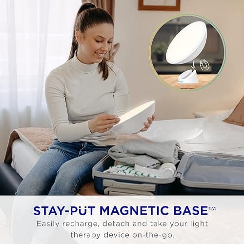 Verilux HappyLight Halo - Cordless LED Light Therapy Lamp with a 360° Magnetic Base & Rechargeable Battery for Portable, UV-Free, Full Spectrum 10,000 LUX Light with Adjustable Brightness and Color thumbnail 4