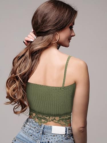 Bencailor 3 Pcs Women's Lace Tank Tops Y2k Camisole Lace Patchwork Crop Tops Grunge Style Ribbed Knitted Clothing thumbnail 7