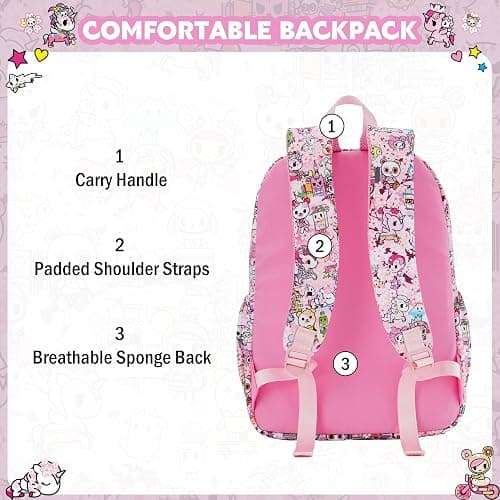 Tokidoki Unicorno Backpack Daily Shoulder Bag Large Capacity Portable Travel Backpack Casual Daypack Cartoon Travel Bag (Hanami Picnic) thumbnail 7