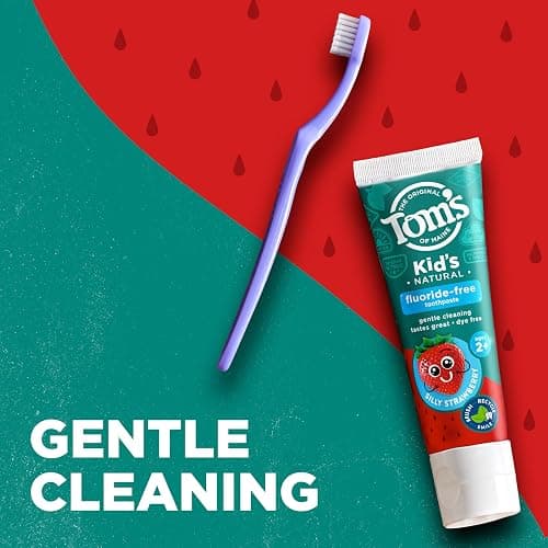 Tom's of Maine Kids Fluoride Free Toothpaste, Silly Strawberry, 3Pk, 5.1 oz | For Kids Ages 2 and Up, Kids Natural Toothpaste, Gently Cleans, Dye Free, No Artificial Flavors, Sweeteners, or Preservatives thumbnail 4