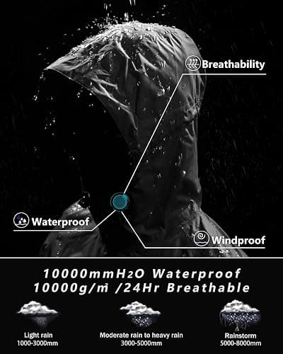 Outdoor Ventures Packable Rain Jacket Women Lightweight Waterproof Raincoat with Hood Cycling Bike Jacket thumbnail 3