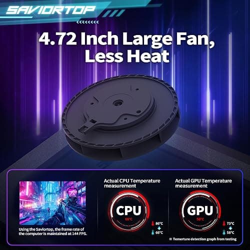 Brook Saviortop Gaming Laptop Cooler, IC Core Cooling Pad with Advanced Turbo Fan, Fast Cooling for Laptops 10-19in, Adjustable Speed, Touch Control, USB-C & USB-A Ports, Compact & Portable Design thumbnail 9