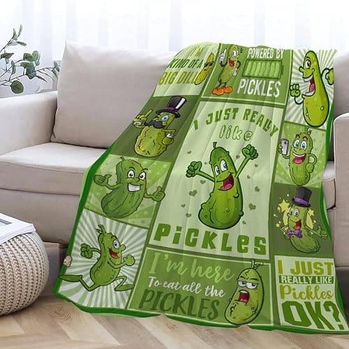 Pickle Blanket for Pickles Lover Funny Pickle Gifts Blanket for Girl Women Adult Teen I Just Really Like Pickles Soft Flannel Blanket for Sofa Bed Camping Travel Home Decor,40"x50"for Kids/Baby thumbnail 2