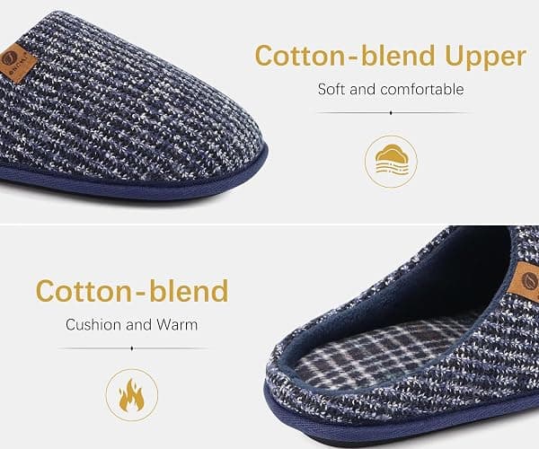 ONCAI Mens Cozy Memory Foam scuff Slippers Slip On Warm House Shoes Indoor/Outdoor With Best Arch Support thumbnail 4