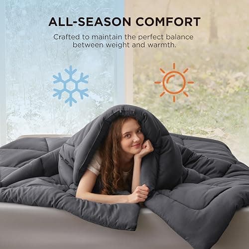 Bedsure Comforter Duvet Insert - Quilted Comforters King Size, All Season Duvet, GentleSoft Down Alternative Bedding, with 8 Tabs, Gifts for Women/Men, Grey, King 90 x 102 Inches thumbnail 4