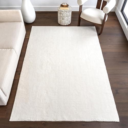 nuLOOM 4' x 6' Cozy Plush Area Rug, Machine Washable, Non-Slip, Soft Fluffy Shag Carpet for Living Room Bedroom Kids Room Nursery Home Decor, Loni White - Image 1