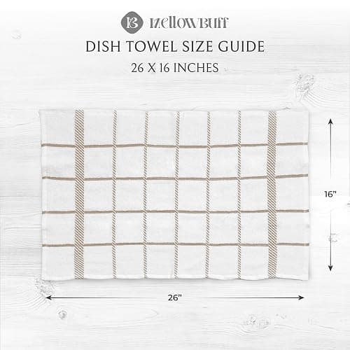 Mellow Buff 100% Cotton Terry Dish Towels, 4 pack16 x26 Inches, Super Soft and Absorbent Kitchen Towels, Perfect for Kitchen Cleaning and Dish Washing | Tan thumbnail 3