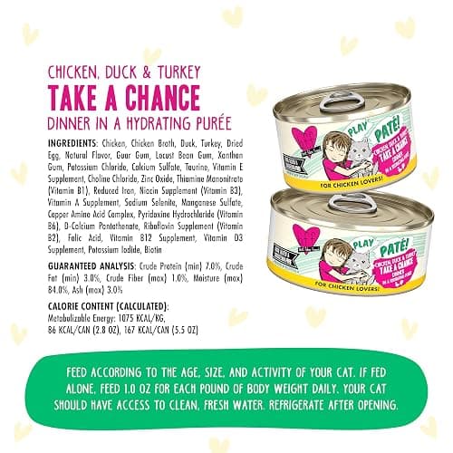 Weruva B.F.F. Play - Best Feline Friend Paté Lovers, Aw Yeah!, Chicken, Duck & Turkey Take a Chance with Chicken, Duck & Turkey, 5.5oz Can (Pack of 8) thumbnail 4