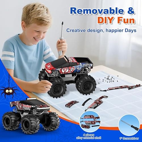 TOZDTO Remote Control Car, Amphibious Monster Truck Toys for Boys RC Cars, 2.4 GHz Waterproof RC Trucks, 1:18 4WD All Terrain Off-Road Pickup, Cool Christmas Birthday Ideas Gifts for Kids 6+ Year Old thumbnail 7