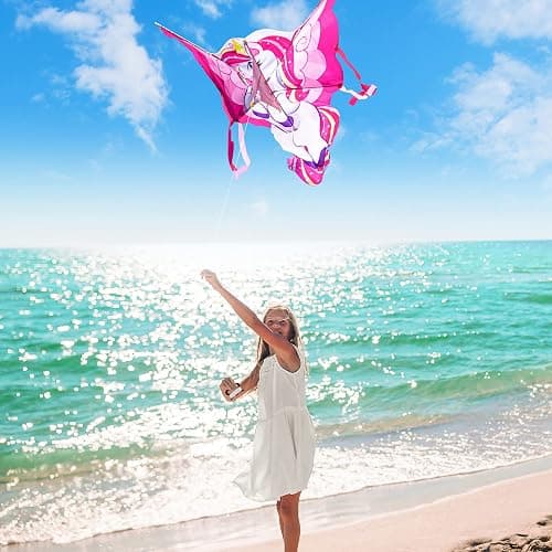 JOYIN 43.3'' Giant Unicorn Kite Easy to Fly for Kids and Adults with 262.5 ft String, Large Beach Kite for Outdoor Games and Activities thumbnail 6