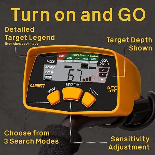 Garrett ACE 200 Metal Detector for Adults and Kids, Made in USA, Waterproof Search Coil thumbnail 4