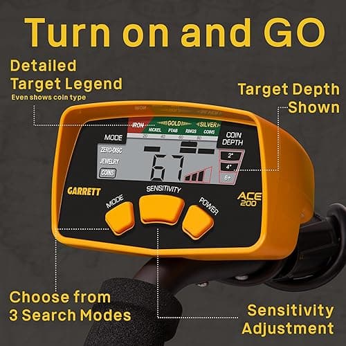Garrett ACE 200 Metal Detector for Adults and Kids, Made in USA, Waterproof Search Coil thumbnail 5