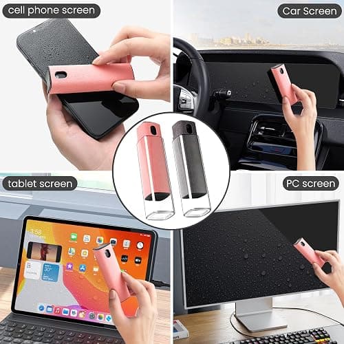 CUIUD Touchscreen Screen Cleaner Kit 2 Pcs, Phone, Tablet and Car Screen Cleaner, Two in One Spray and Microfiber Cloth(Grey&Pink) - Pink+Grey thumbnail 2