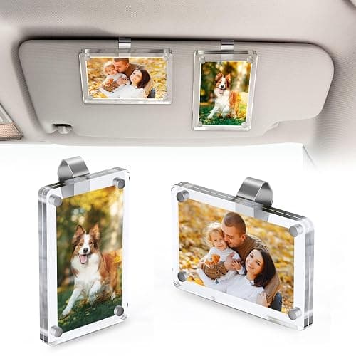 2Pcs Car Picture Holder for Sun Visor – Magnetic 2.36"x3.5" Car Visor Photo Clip, Horizontal & Vertical Photo Display, Wallet-Size Clear Acrylic Car Picture Frame Perfect for Polaroid Go and Instax Mini - Image 1