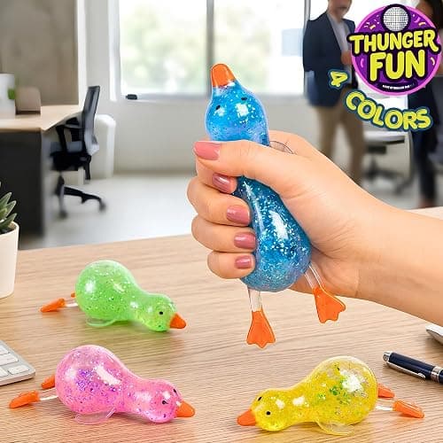 Glitter Duck Squishy - Blue Green Pink Yellow 4 PCS Squishy - 2026 Upgraded Ducks for Adults Teens Squeeze Easter Basket Stuffers & Stocking Stuff thumbnail 2