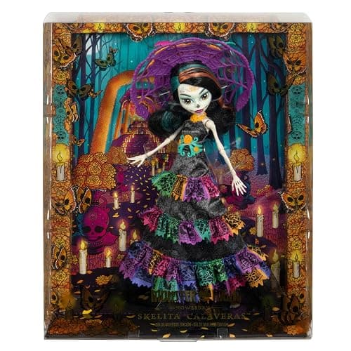Monster High Doll, Skelita Calaveras Día De Muertos 2024 Howliday Collectible with La Catrina Hat, Papel Picado Dress, and Displayable Packaging thumbnail 6