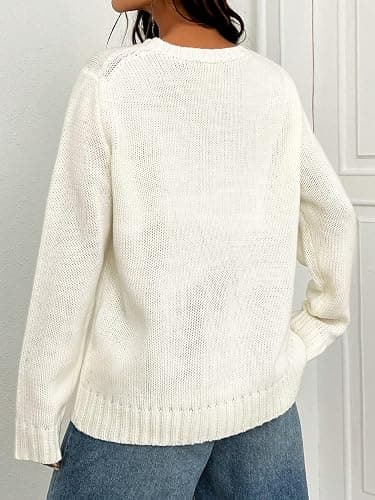 SweatyRocks Women's Flag Pattern Long Sleeve Round Neck Sweater Casual Loose Pullover Sweater thumbnail 2