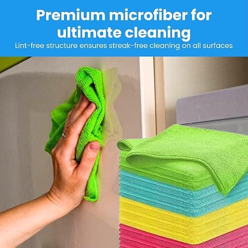 MIRACLEAN Micro Fiber Cloth for Cleaning 12 Pack - 12 x 12 inches - Rags for Cleaning House Streak-Free Wipes for Screens, Dusting & Appliances - Premium Microfiber Cleaning Cloth thumbnail 2