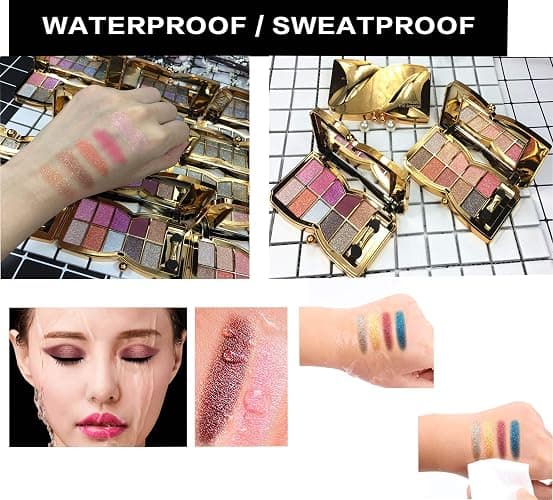 Bernecy Glitter Eyeshadow Palette,10 Colors Sparkle Shimmer Eye Shadow Highly Pigmented Long Lasting Makeup Set Gold (Type 5), Small thumbnail 7