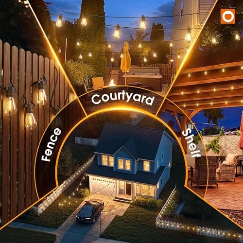 addlon 54FT(48+6) Solar String Lights Outdoor Waterproof with Remote&USB Port Solar Patio Lights Long Last for 20+Hrs, 3 Light Modes, Dimmable Solar Lights for Outside Backyard Party thumbnail 3
