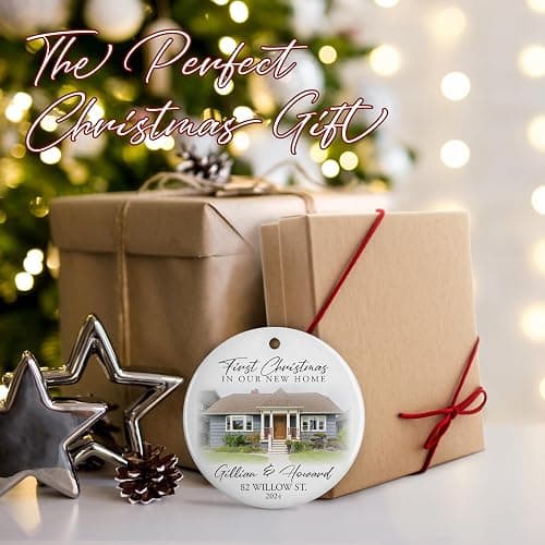 Custom New Home Ornament 2024 w/Your Home Photo, Address - 3" Our 1st Christmas in Our New Home Christmas Keepsake Ornament w/Optional Gift Box, Personalized Newlywed - With Photo thumbnail 4