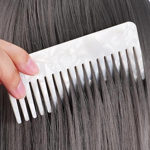 Beaupretty Tortoiseshell Wide Tooth Comb - Anti Static Plastic Barber Shop Comb for Salon & Home, White thumbnail 3