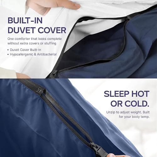 Mellow Temperature Control Comforter – Queen Size, All Season, Dual Layer: Reversible Cool-Warm Design, Hypoallergenic, Washable, Breathable—Ideal for Couples, hot Sleepers, and Year-Round Comfort thumbnail 6