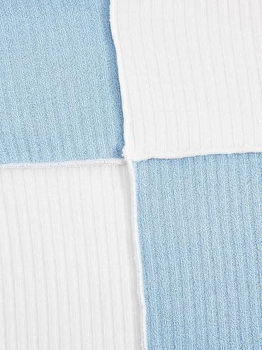 Milumia Girl's Rib Knit Color Block Crop Tee Short Sleeve Lettuce Trim Crewneck Tshirt thumbnail 2