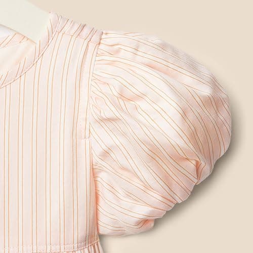 Amazon Essentials x Sofia Grainge Toddlers and Baby Girls' Puff Sleeve Dress - 4T - Peach Classic Stripe thumbnail 5