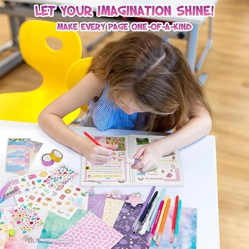 QIYVLOS 2 Pack DIY Journal Kit for Girls, Journaling Diary Toys for Ages 8-13, Arts and Crafts Birthday Stationery Set Gifts for Teen Girls Ages 8 9 10 11 12 13 14 Year Old thumbnail 3