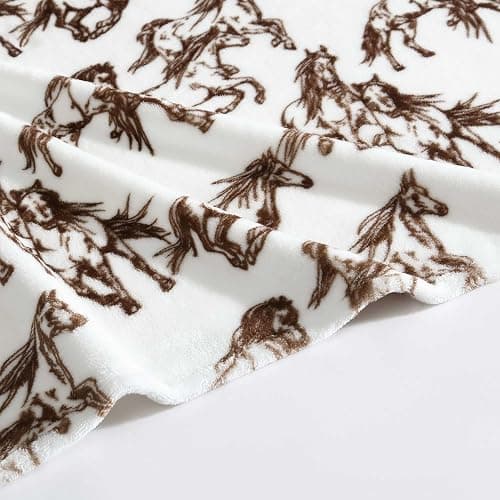 Wrangler - Blanket, Super Soft Plush Bedding, Yellowstone Inspired Throw Blanket for Couch or Bed (Mustangs Brown, 50" x 70") thumbnail 4